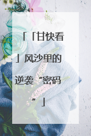 「甘快看」风沙里的逆袭“密码”