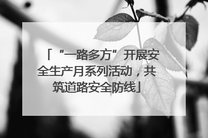 “一路多方”开展安全生产月系列活动，共筑道路安全防线