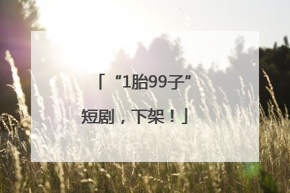 “1胎99子”短剧，下架！