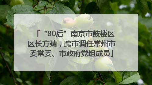 “80后”南京市鼓楼区区长方靖，跨市调任常州市委常委、市政府党组成员