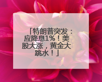 特朗普突发：应降息1%！美股大涨，黄金大跳水！