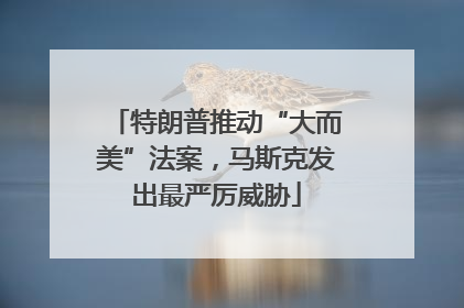 特朗普推动“大而美”法案，马斯克发出最严厉威胁
