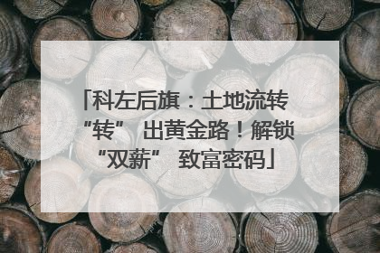 科左后旗：土地流转 “转” 出黄金路！解锁 “双薪” 致富密码