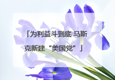 为利益斗到底 马斯克新建“美国党”