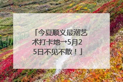 今夏顺义最潮艺术打卡地→5月25日不见不散！