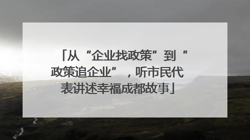 从“企业找政策”到“政策追企业”，听市民代表讲述幸福成都故事