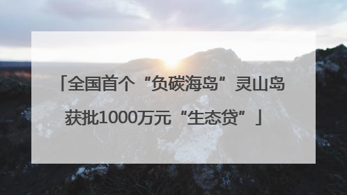 全国首个“负碳海岛”灵山岛获批1000万元“生态贷”