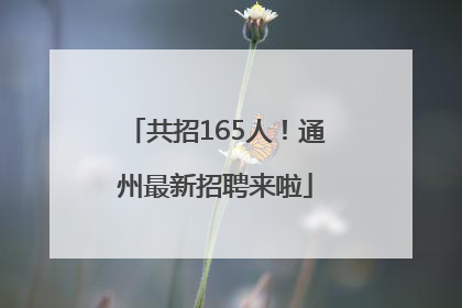 共招165人！通州最新招聘来啦