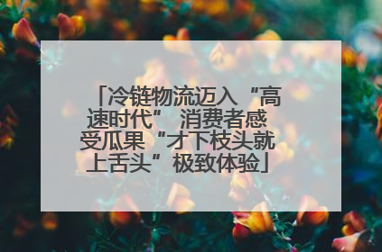 冷链物流迈入“高速时代” 消费者感受瓜果“才下枝头就上舌头”极致体验