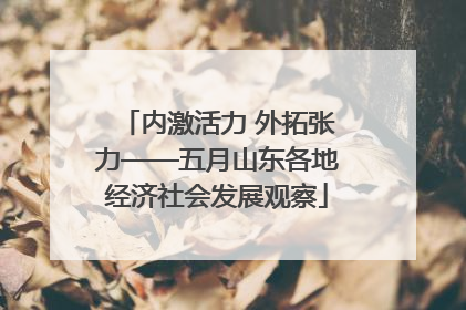 内激活力 外拓张力——五月山东各地经济社会发展观察