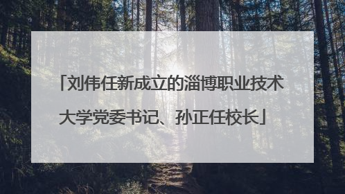刘伟任新成立的淄博职业技术大学党委书记、孙正任校长