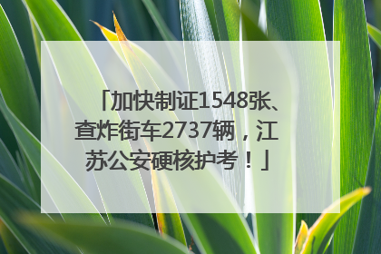 加快制证1548张、查炸街车2737辆，江苏公安硬核护考！