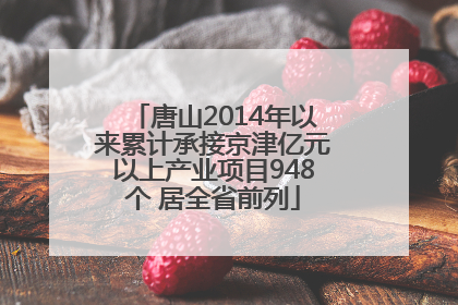 唐山2014年以来累计承接京津亿元以上产业项目948个 居全省前列