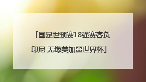 国足世预赛18强赛客负印尼 无缘美加墨世界杯