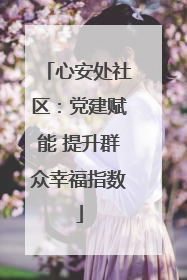 心安处社区：党建赋能 提升群众幸福指数