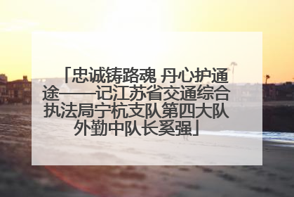 忠诚铸路魂 丹心护通途——记江苏省交通综合执法局宁杭支队第四大队外勤中队长奚强