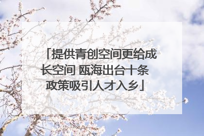 提供青创空间更给成长空间 瓯海出台十条政策吸引人才入乡