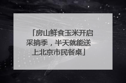 房山鲜食玉米开启采摘季，半天就能送上北京市民餐桌