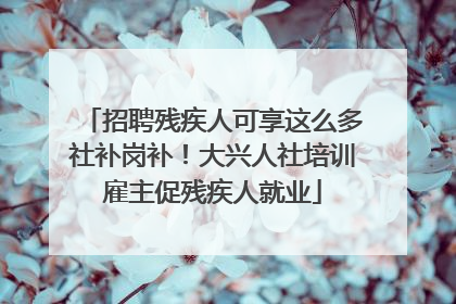 招聘残疾人可享这么多社补岗补！大兴人社培训雇主促残疾人就业