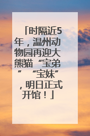 时隔近5年，温州动物园再迎大熊猫“宝弟”“宝妹”，明日正式开馆！