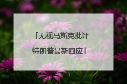 无视马斯克批评 特朗普最新回应