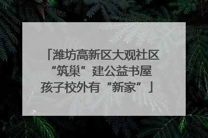 潍坊高新区大观社区“筑巢”建公益书屋 孩子校外有“新家”