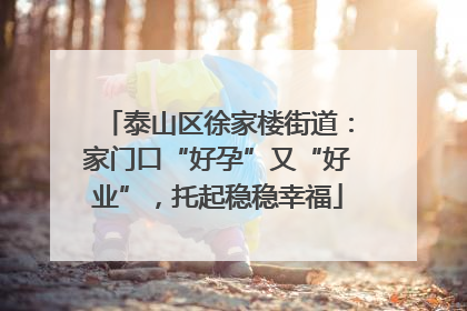 泰山区徐家楼街道：家门口“好孕”又“好业”，托起稳稳幸福