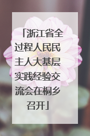 浙江省全过程人民民主人大基层实践经验交流会在桐乡召开