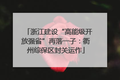 浙江建设“高能级开放强省”再落一子：衢州综保区封关运作