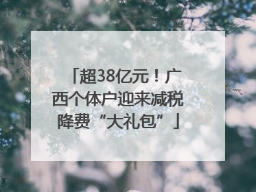 超38亿元！广西个体户迎来减税降费“大礼包”