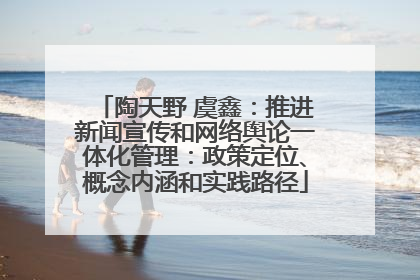陶天野 虞鑫：推进新闻宣传和网络舆论一体化管理：政策定位、概念内涵和实践路径
