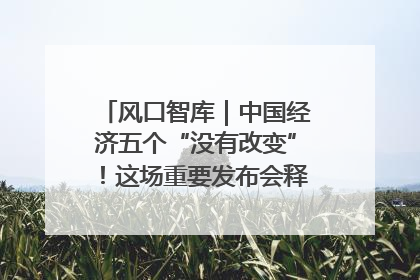 风口智库｜中国经济五个“没有改变”！这场重要发布会释放三点信号