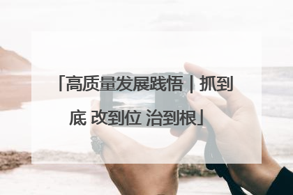 高质量发展践悟｜抓到底 改到位 治到根