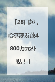28日起，哈尔滨发放4800万元补贴！